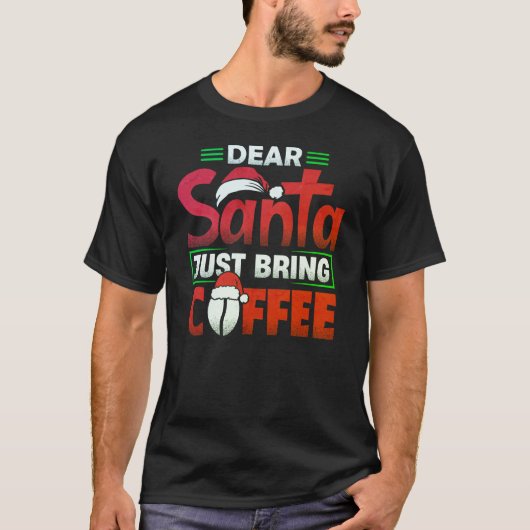 Funny Christmas Shirt fragte Santa für Kaffee (Vorderseite)