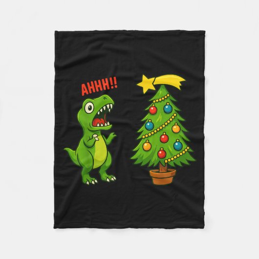 Funny Christmas Shirt Kids Boys Christmas Dinosaur Fleecedecke (Vorderseite)