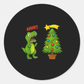 Funny Christmas Shirt Kids Boys Christmas Dinosaur Runder Aufkleber (Vorderseite)