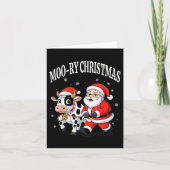 Funny Christmas Shirts - Cow Moo-ry Xmas Santa Karte (Vorderseite)
