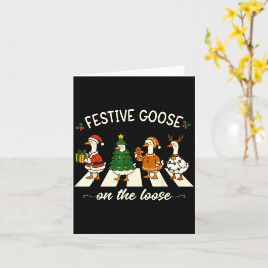 Funny Christmas Silly Goose Meme Festive Goose On Karte (Gelbe Blume)