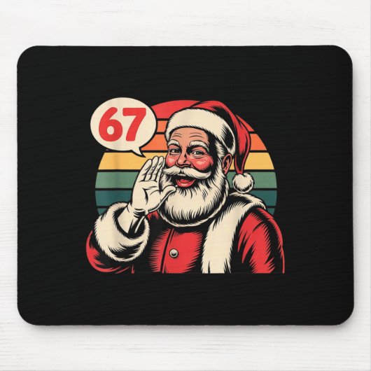 Funny Christmas Six Seven 67 Meme Brainrot Santa C Mousepad (Vorne)