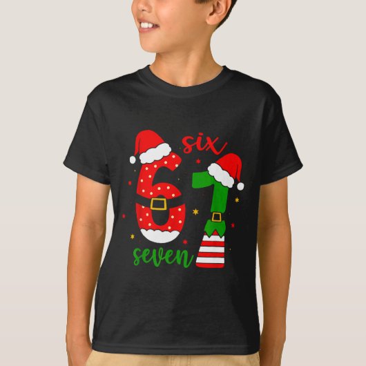 Funny Christmas Six Seven 6 7 Meme Gen Alpha Slang T-Shirt (Vorderseite)