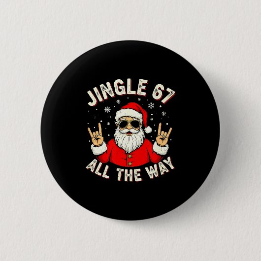 Funny Christmas Six Seven Santa Rock N' Roll Hands Button (Vorderseite)