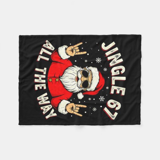 Funny Christmas Six Seven Santa Rock N' Roll Hands Fleecedecke (Vorderseite (Horizontal))