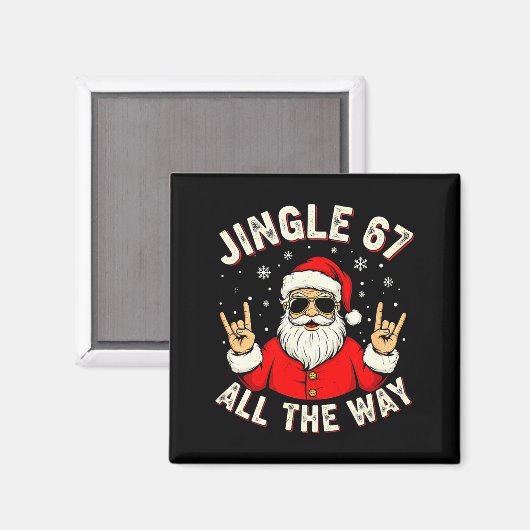 Funny Christmas Six Seven Santa Rock N' Roll Hands Magnet (Vorderseite/Rückseite)