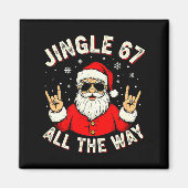 Funny Christmas Six Seven Santa Rock N' Roll Hands Magnet (Vorne)