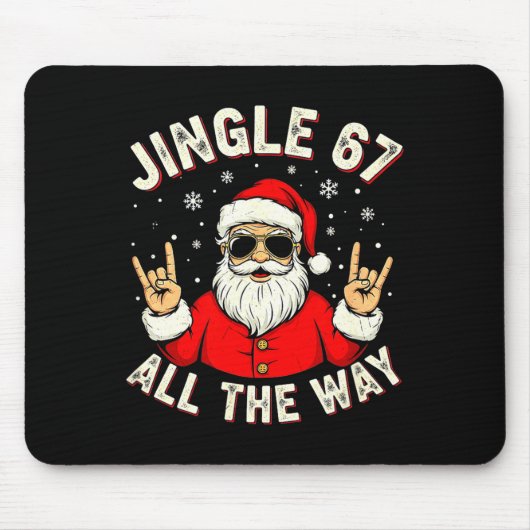 Funny Christmas Six Seven Santa Rock N' Roll Hands Mousepad (Vorne)
