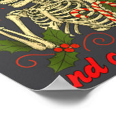 Funny Christmas Skeleton Champagne And Candy Canes Poster (Ecke)