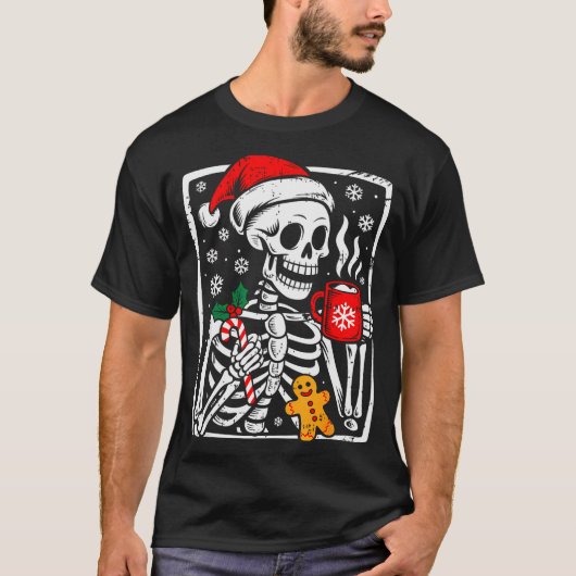Funny Christmas Skeleton Hot Chocolate Xmas Men Wo T-Shirt (Vorderseite)