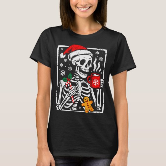 Funny Christmas Skeleton Hot Chocolate Xmas Men Wo T-Shirt (Vorderseite)