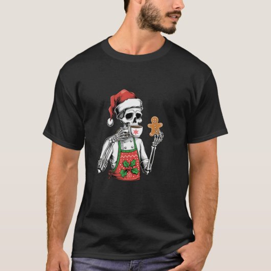 Funny Christmas Skeleton Koch Gingerbread Man Coff T-Shirt (Vorderseite)