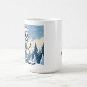Funny Christmas Skeleton on Skis Kaffeetasse (Mittel)
