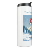 Funny Christmas Skeleton on Skis Thermosbecher (Nach links gedreht)