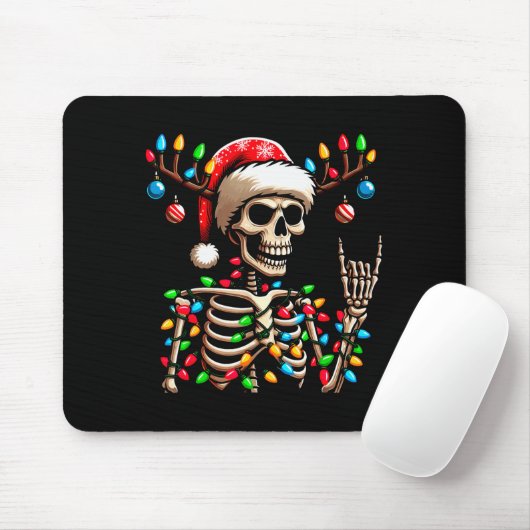 Funny Christmas Skeleton Santa Hat Xmas Vibes For Mousepad (Mit Mouse)