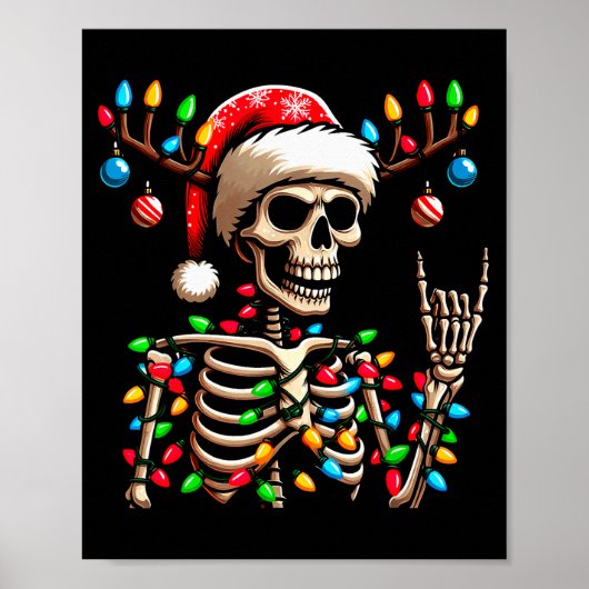 Funny Christmas Skeleton Santa Hat Xmas Vibes For Poster (Vorne)