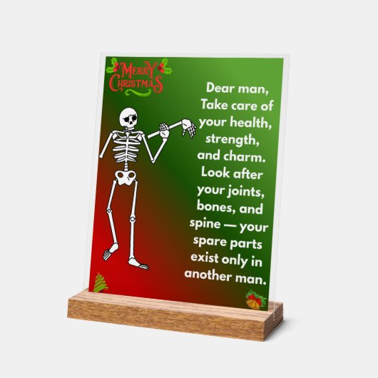 Funny Christmas Skeleton Wishes for man Acrylschild (Winkel)