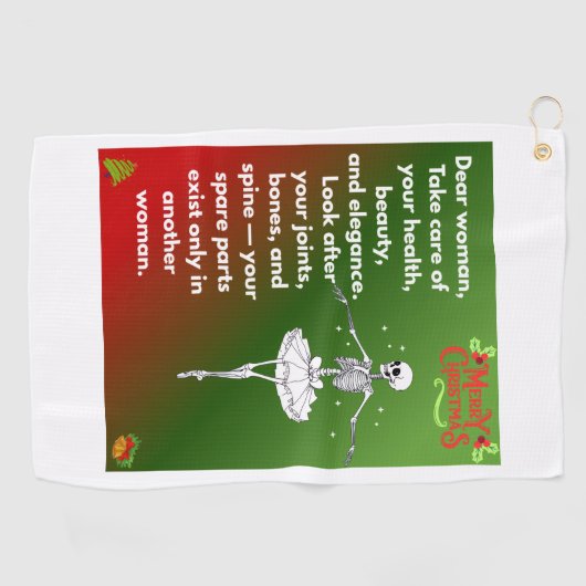 Funny Christmas Skeleton Wishes for woman Holiday Golfhandtuch (Horizontal)