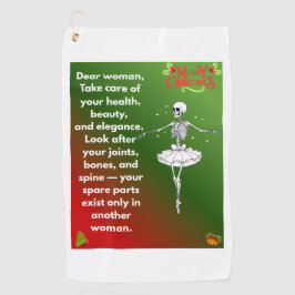 Funny Christmas Skeleton Wishes for woman Holiday  Golfhandtuch