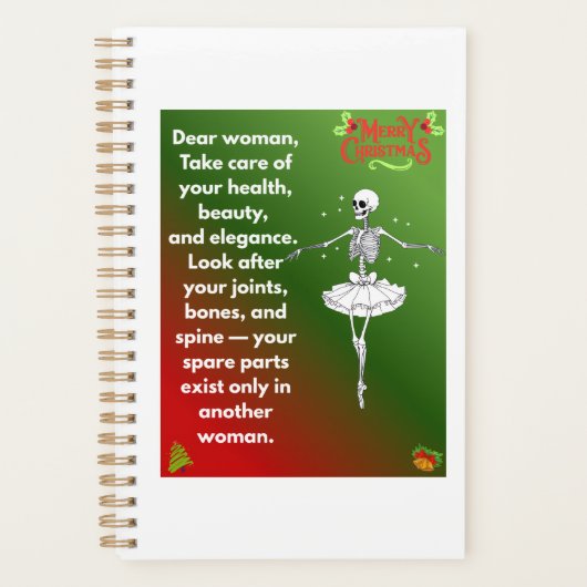 Funny Christmas Skeleton Wishes for woman Holiday Planer (Vorderseite)