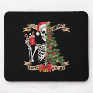 Funny Christmas Skeletto Sorta Merry Sorta Beängst Mousepad