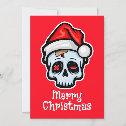 Funny Christmas Skull, Frohe Weihnachten Einladung (Vorderseite)
