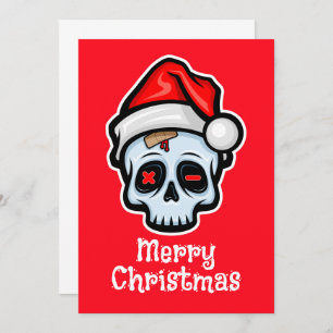 Funny Christmas Skull, Frohe Weihnachten Einladung