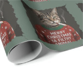 Funny Christmas Smoking Cat Sarcastic Holiday Meme Geschenkpapier (Rolleneckpunkt)