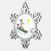 Funny Christmas Snowboarden Otter Holiday Design Schneeflocken Zinn-Ornament (Rechts)