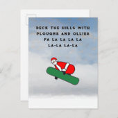 Funny Christmas Snowboarding Postcard Einladungspostkarte (Vorne/Hinten)