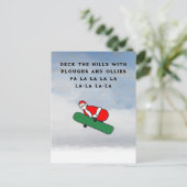 Funny Christmas Snowboarding Postcard Einladungspostkarte (Stehend Vorderseite)