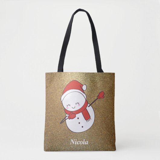 Funny Christmas Snowman Dabbing Tasche (Vorderseite)