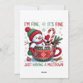 Funny Christmas Snowman Feiertagskarte (Rückseite)