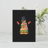 Funny Christmas Snowman Hamburger Xmas Cheeseburge Einladung (Stehend Vorderseite)