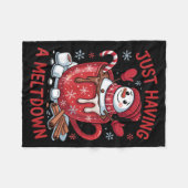Funny Christmas Snowman Hot Chocolate Just Having  Fleecedecke (Vorderseite (Horizontal))