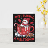 Funny Christmas Snowman Hot Chocolate Just Having  Karte (Gelbe Blume)