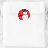 Funny Christmas Snowman mit Top Hat Runder Aufkleber (Tasche)