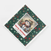 Funny Christmas Snowman Napkins Editable Kids Styl Serviette (Ecke)