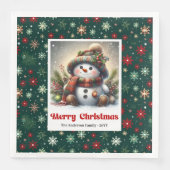 Funny Christmas Snowman Napkins Editable Kids Styl Serviette (Vorderseite)