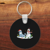 Funny Christmas Snowman Sea Lion Xmas Mens Womens  Schlüsselanhänger (Vorderseite)