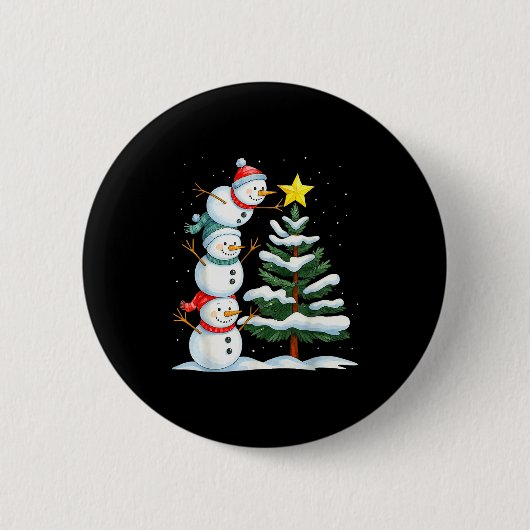 Funny Christmas Snowman Topper Tree Holiday Family Button (Vorderseite)
