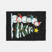 Funny Christmas Snowman Topper Tree Holiday Family Fleecedecke (Vorderseite (Horizontal))