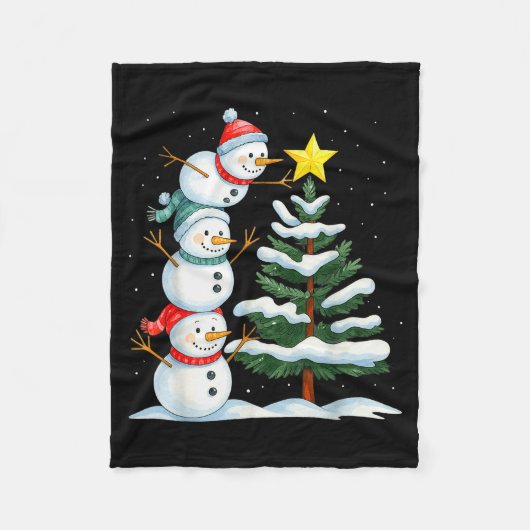Funny Christmas Snowman Topper Tree Holiday Family Fleecedecke (Vorderseite)