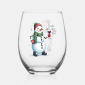 Funny Christmas Snowmann Holiday Weinglas Ohne Stiel (Rückseite)