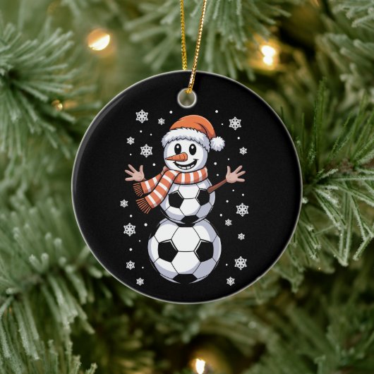 Funny Christmas Soccer Balls Tree as Snowman Keramik Ornament (Baum)