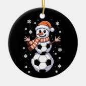 Funny Christmas Soccer Balls Tree as Snowman Keramik Ornament (Vorne)