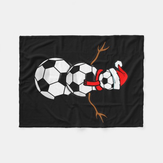 Funny Christmas Soccer Santa Snowman Fleecedecke (Vorderseite (Horizontal))