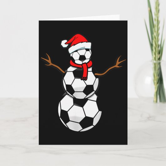 Funny Christmas Soccer Santa Snowman Karte (Vorderseite)