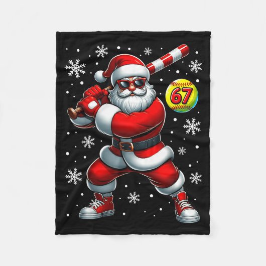 Funny Christmas Softball Cool Santa Claus 6 7 Meme Fleecedecke (Vorderseite)