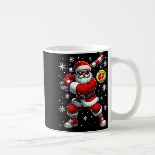 Funny Christmas Softball Cool Santa Claus 6 7 Meme Kaffeetasse (Rechts)